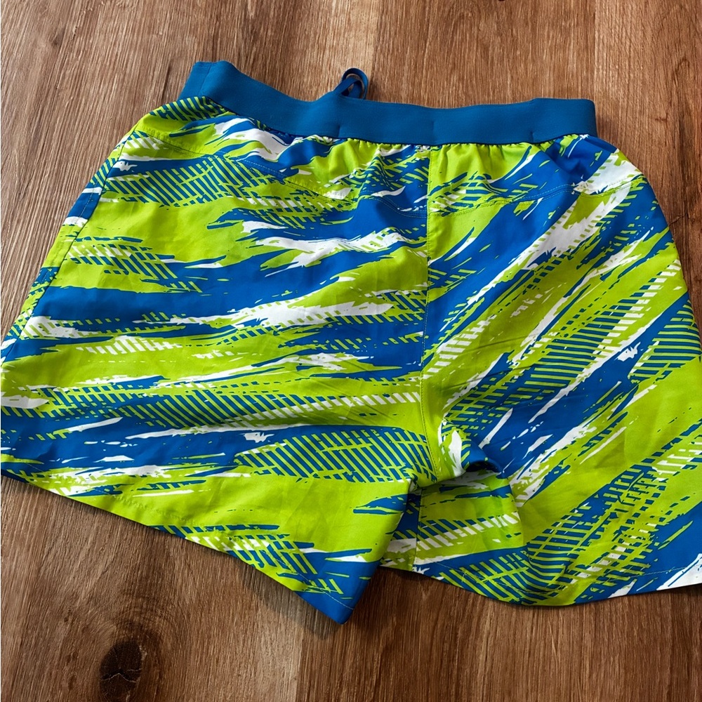 ASICS Vibrant Green and Blue Patterned Shorts